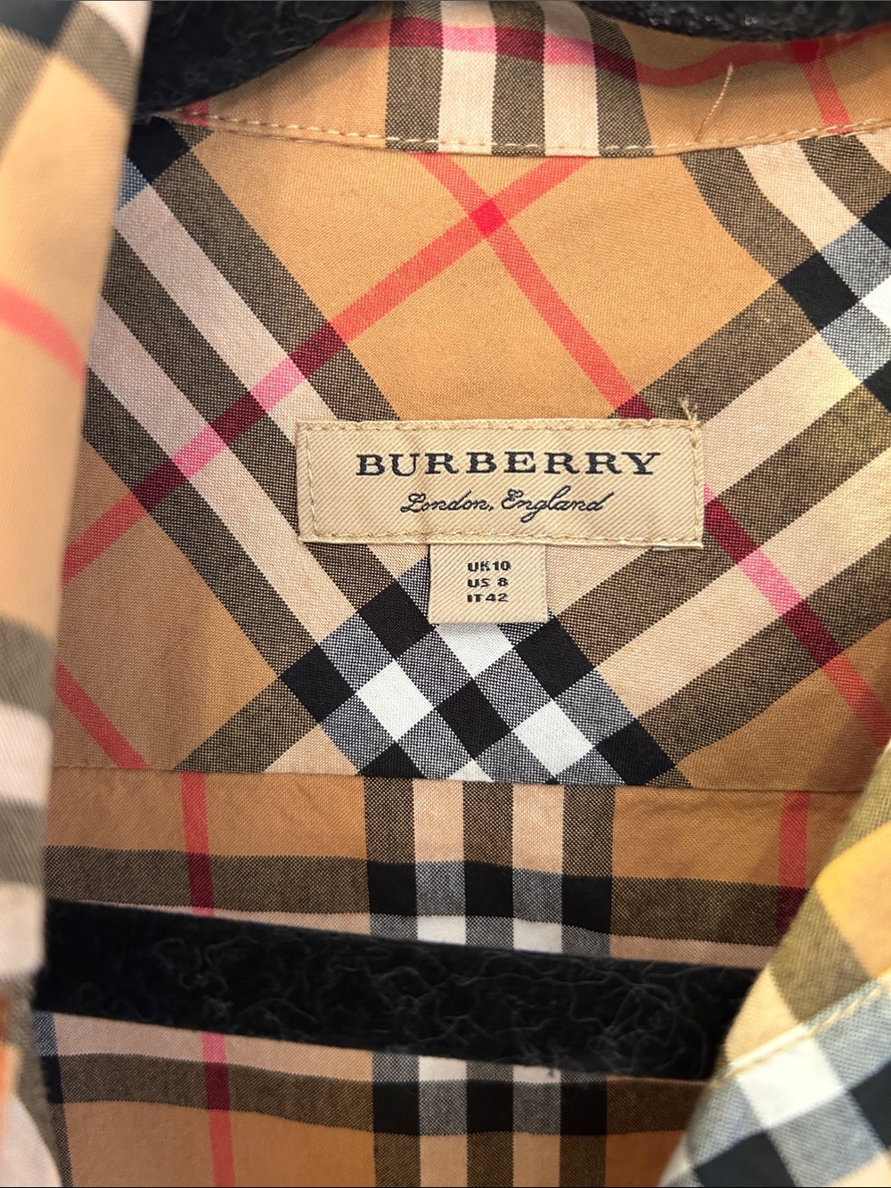 Burberry Tan Plaid Button-Down Dress Shirt - Picture 2 of 4